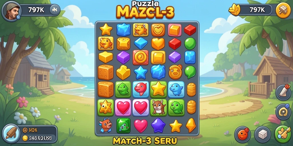 Tampilan gameplay Match-3 yang seru dan memikat di 797K.