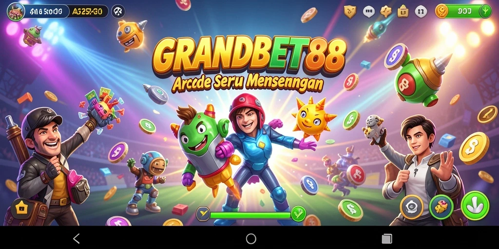 Tampilan utama gameplay GRANDBET88 yang penuh warna dan seru.